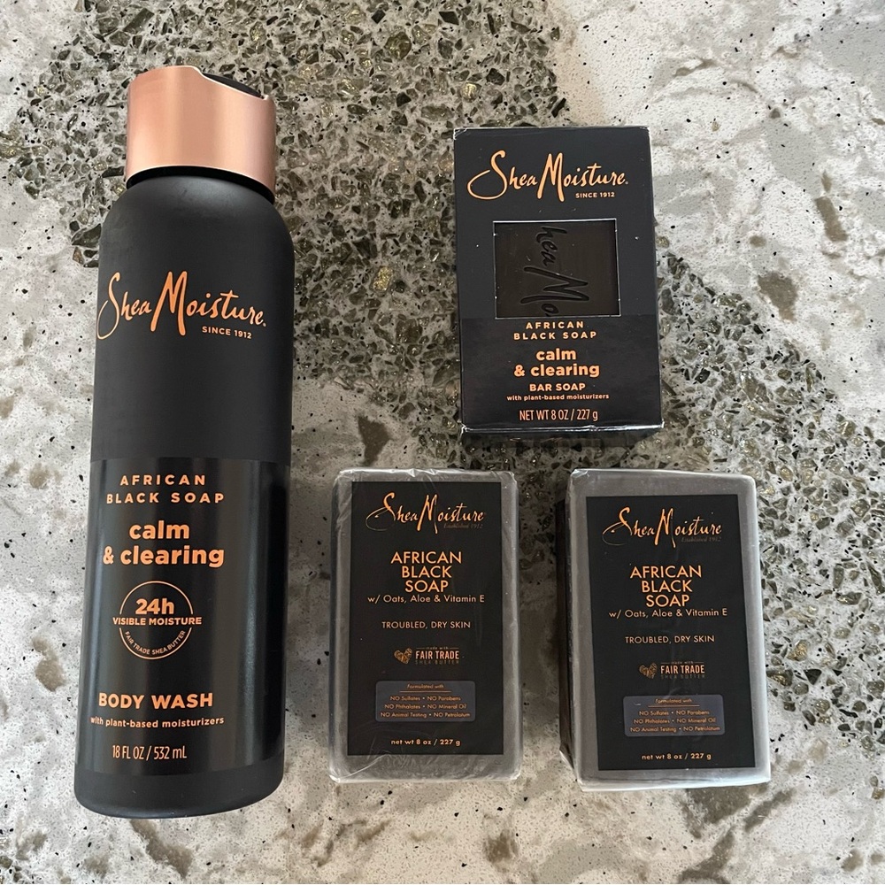 SheaMoiture Calm & Clearing African Black Body Wash & Soap Bars